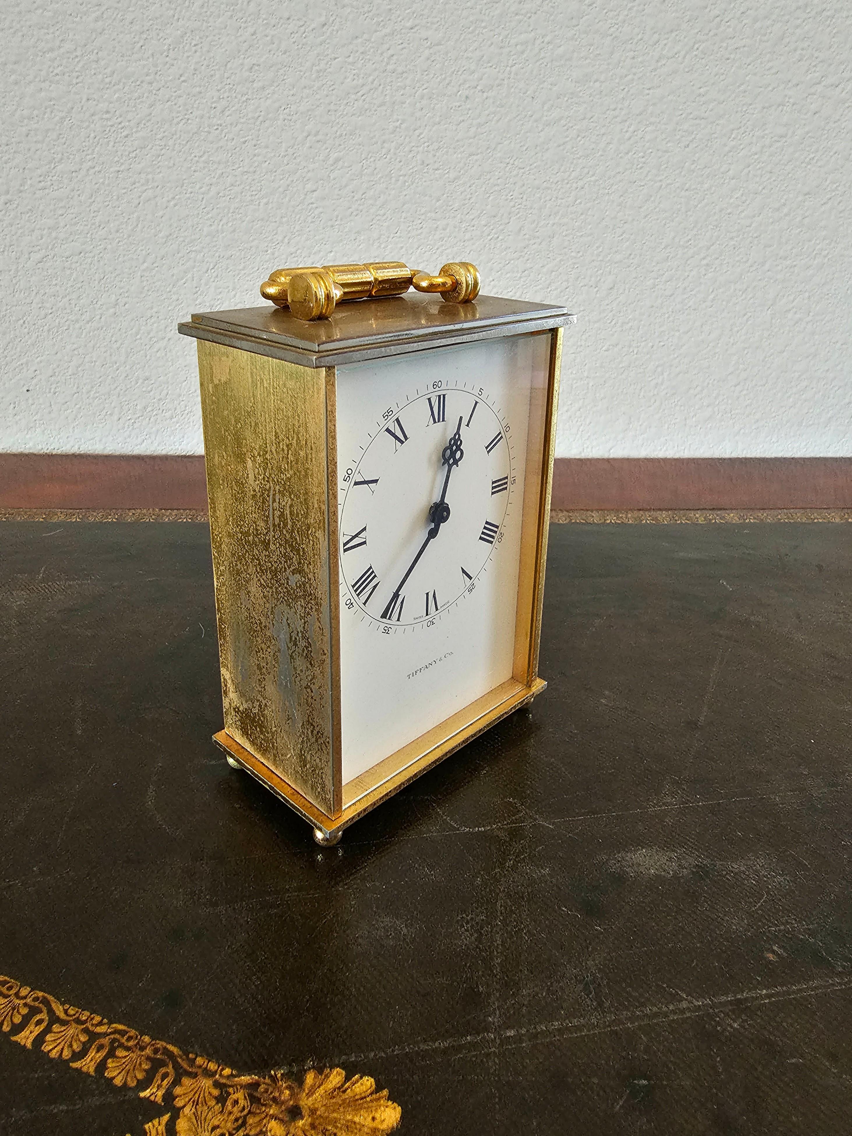 Mid-Century Modern Vintage Tiffany & Co. Retailed 8-Day Carriage Clock