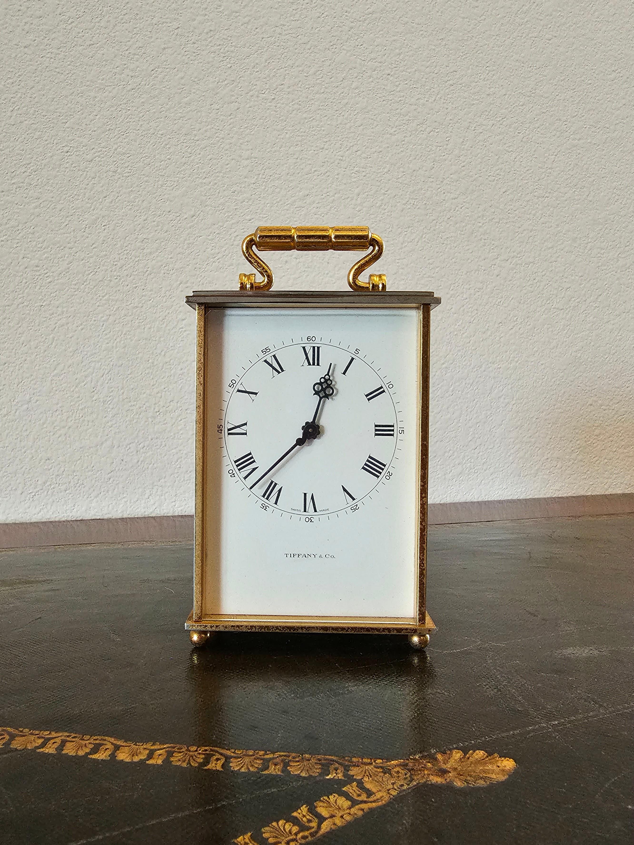 Vintage Tiffany & Co. Retailed 8-Day Carriage Clock In Fair Condition In Forney, TX