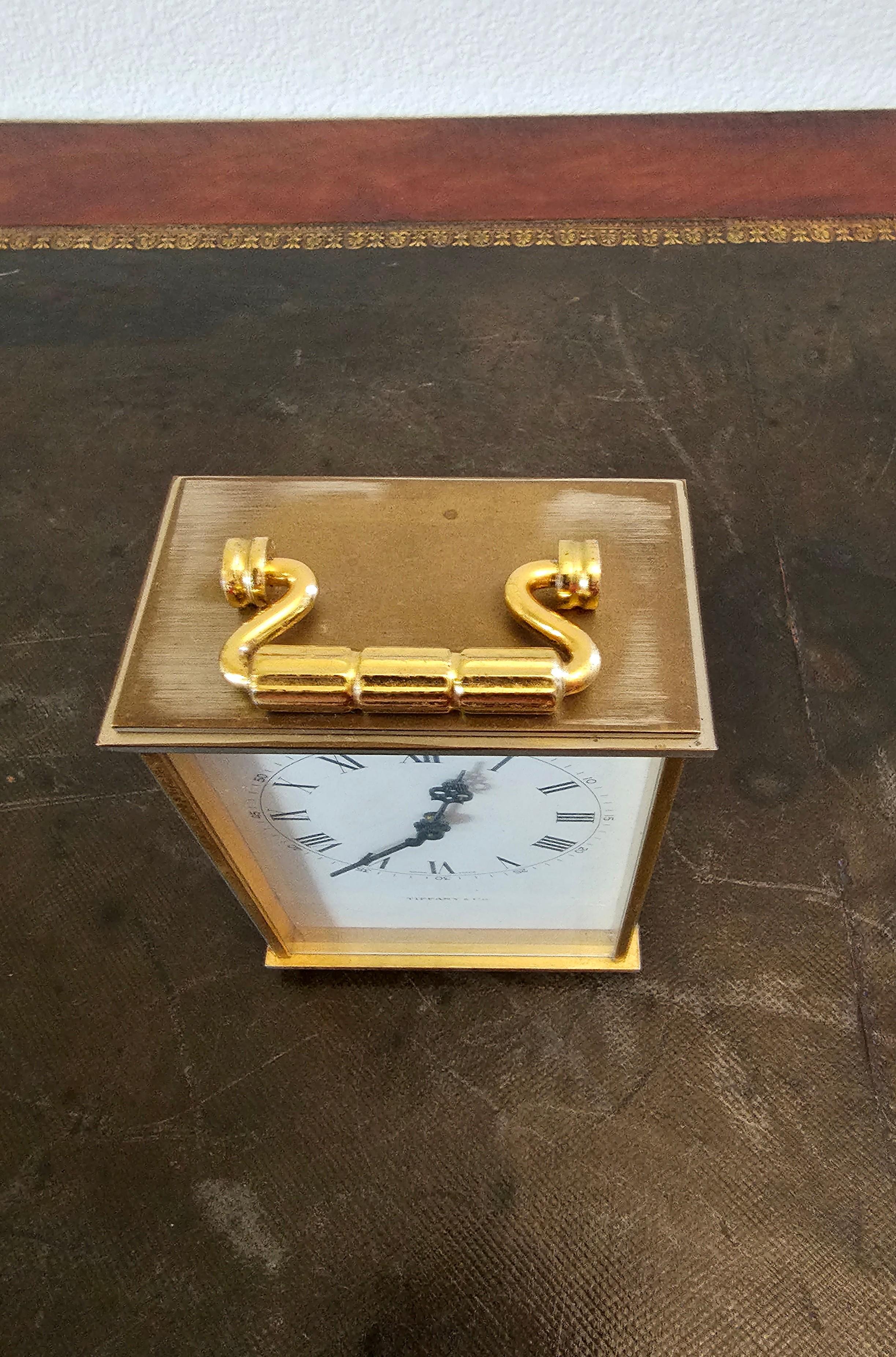 Metal Vintage Tiffany & Co. Retailed 8-Day Carriage Clock