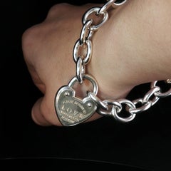 Vintage Tiffany & Co Return To Tiffany LOVE Heart Clasp Bracelet 925 Silver 8''
