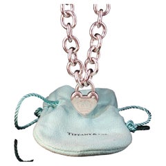 Vintage Tiffany & Co Return To Tiffany LOVE Heart Clasp Bracelet 925 Silver 8''