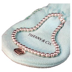 Vintage Tiffany & Co Return To Tiffany Mini Heart Bead Bracelet 925 Silver 7"