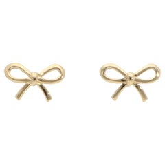 Vintage Tiffany & Co. Ribbon Bow Stud Earrings in Yellow Gold