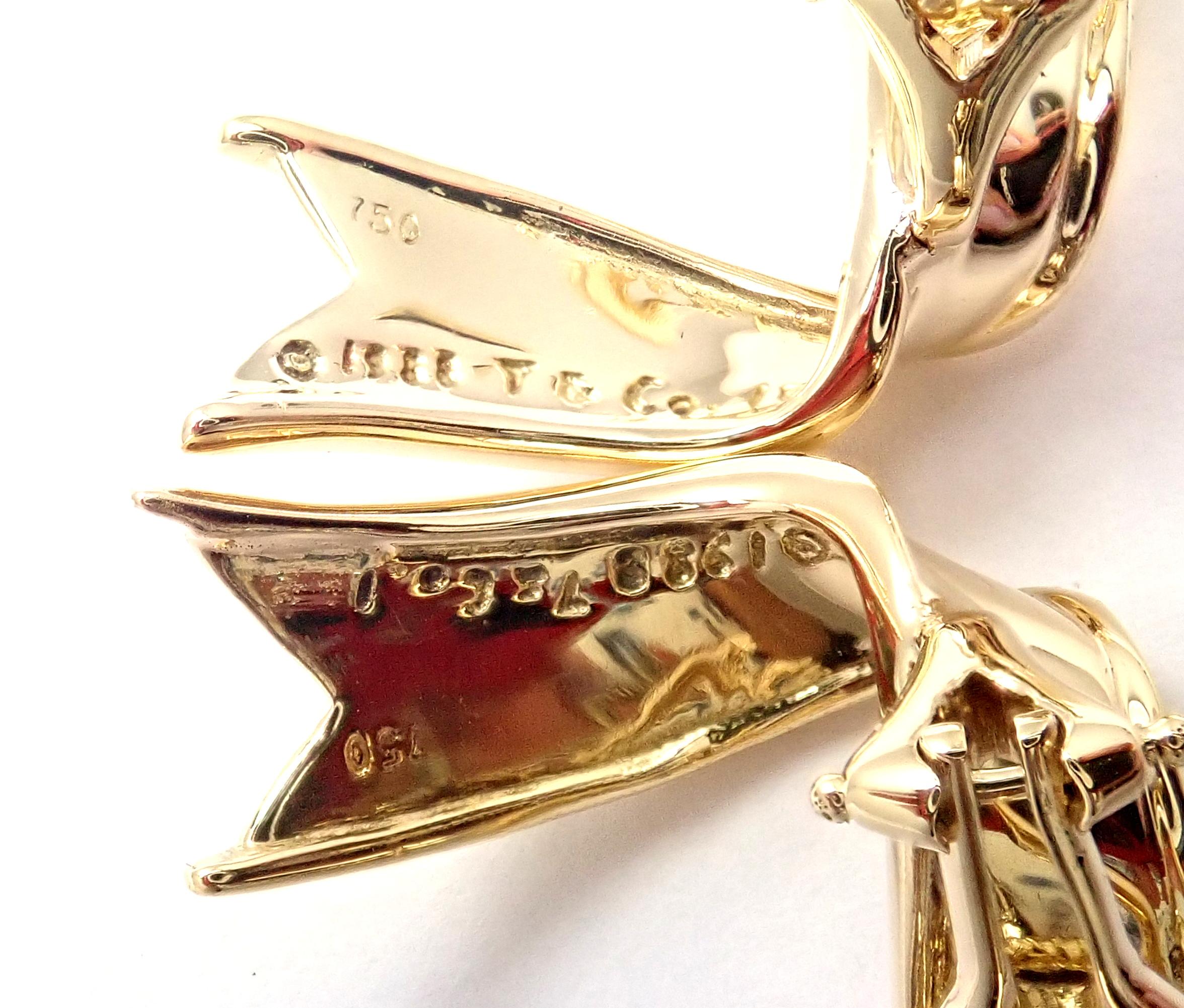 Vintage Tiffany & Co. Boucles d'oreilles rubans en or jaune Unisexe en vente