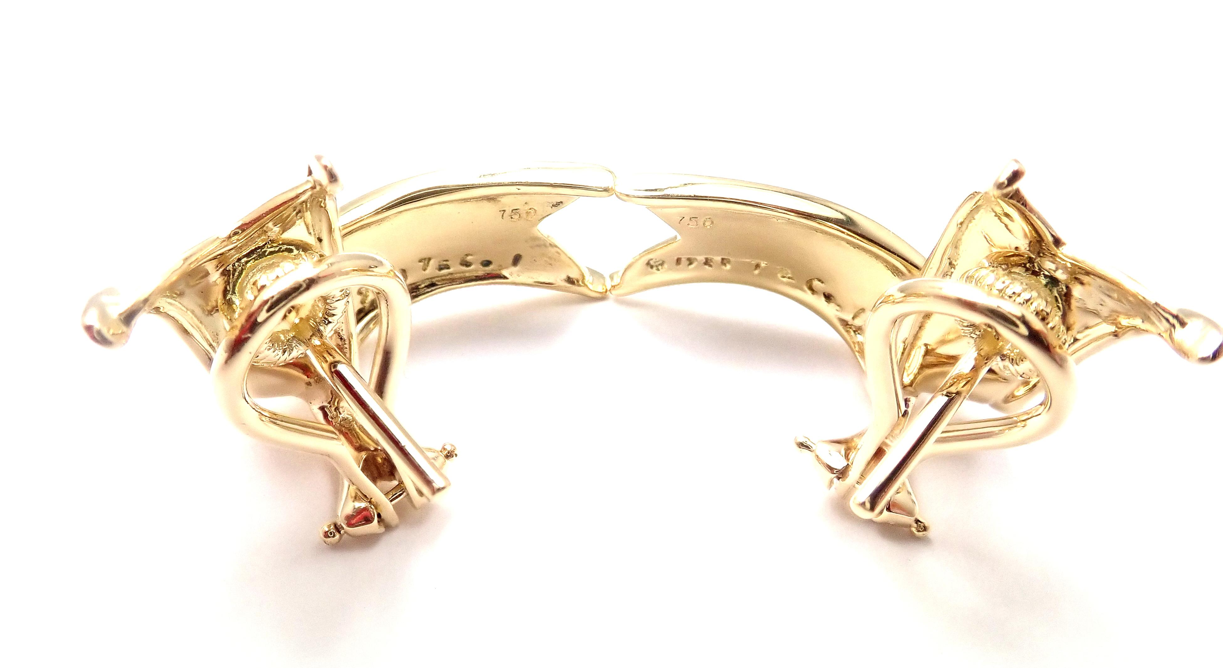 Vintage Tiffany & Co. Ribbon Yellow Gold Earrings For Sale 3