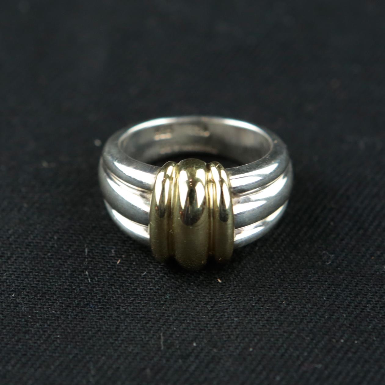 Vintage Tiffany & Co. Ring 925/- Sterling Silver and 18 ct. Gold In Good Condition For Sale In Münster, DE