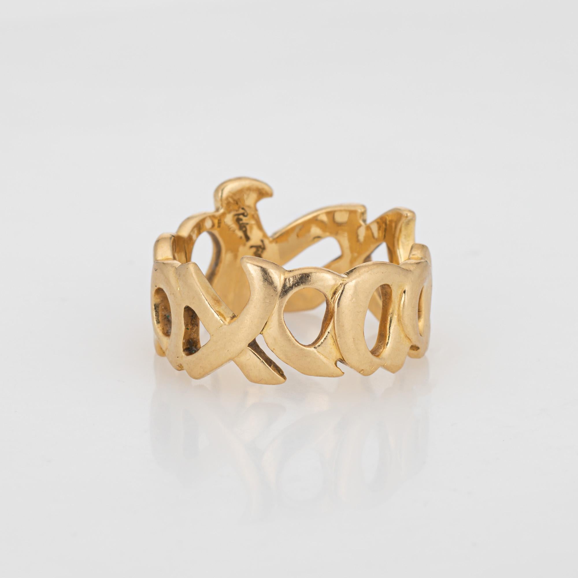 Moderne Vintage Tiffany & Co Ring Sz 5 Love & Kisses Paloma Picasso c1984 18k Gold XO en vente