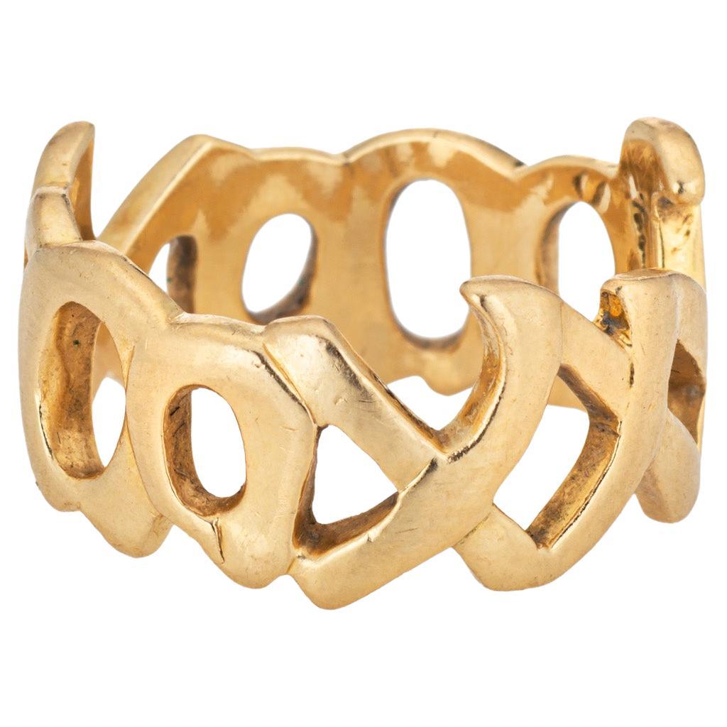 Vintage Tiffany & Co Ring Sz 5 Love & Kisses Paloma Picasso c1984 18k Gold XO en vente
