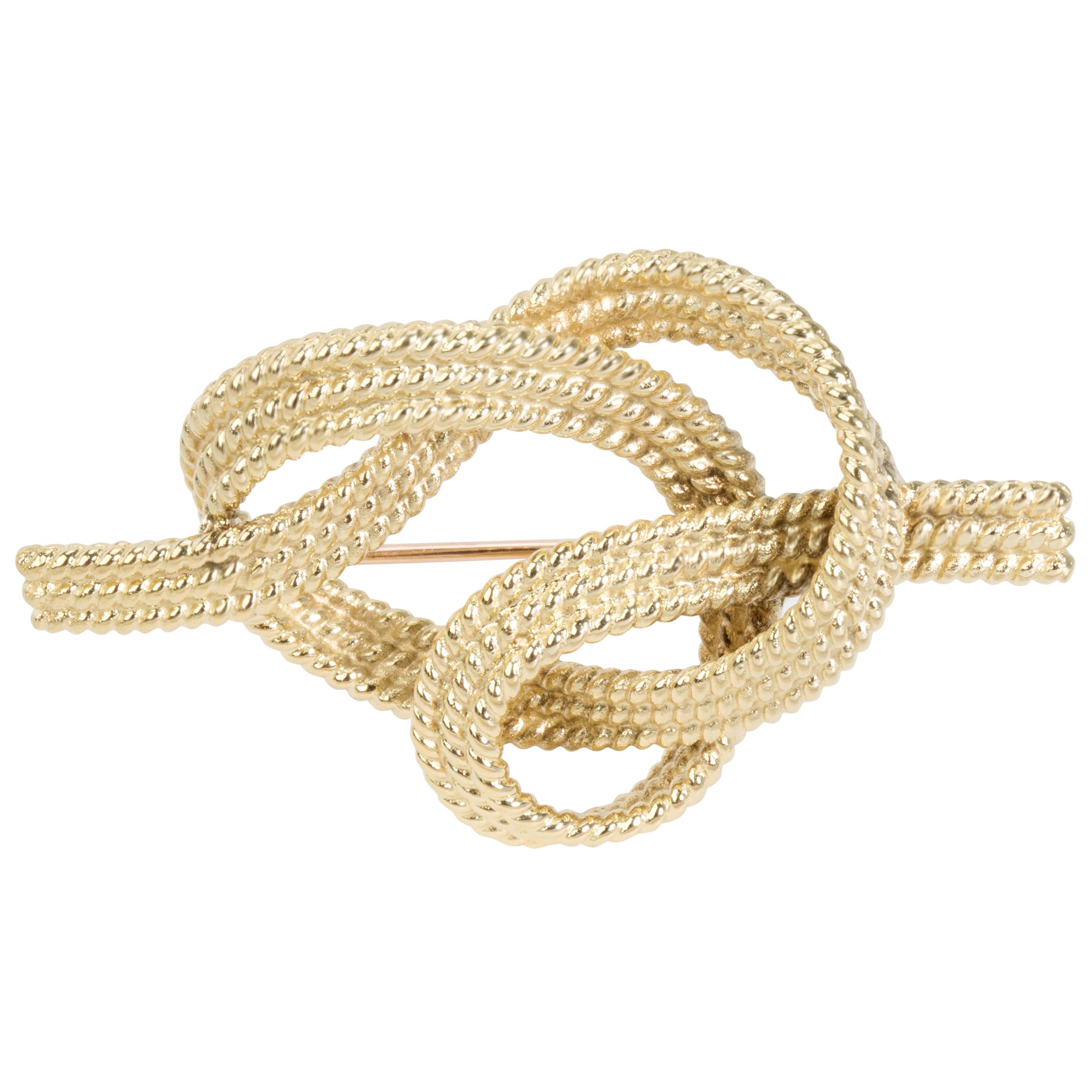 Vintage Tiffany & Co. Rope Knot Brooch in 18 Karat Yellow Gold