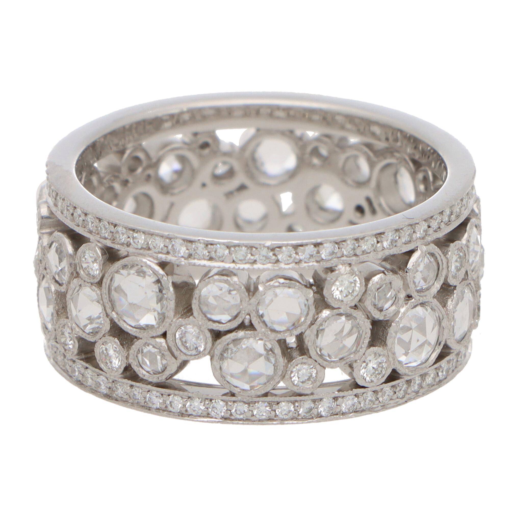 Modern Vintage Tiffany & Co. Rose Cut Diamond Cobblestone Band Eternity Ring 