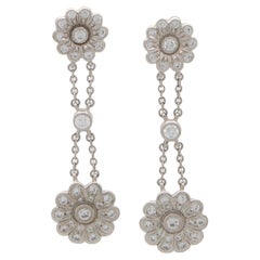 Vintage Tiffany & Co. 'Rose' Diamond Drop Floral Earrings in Platinum