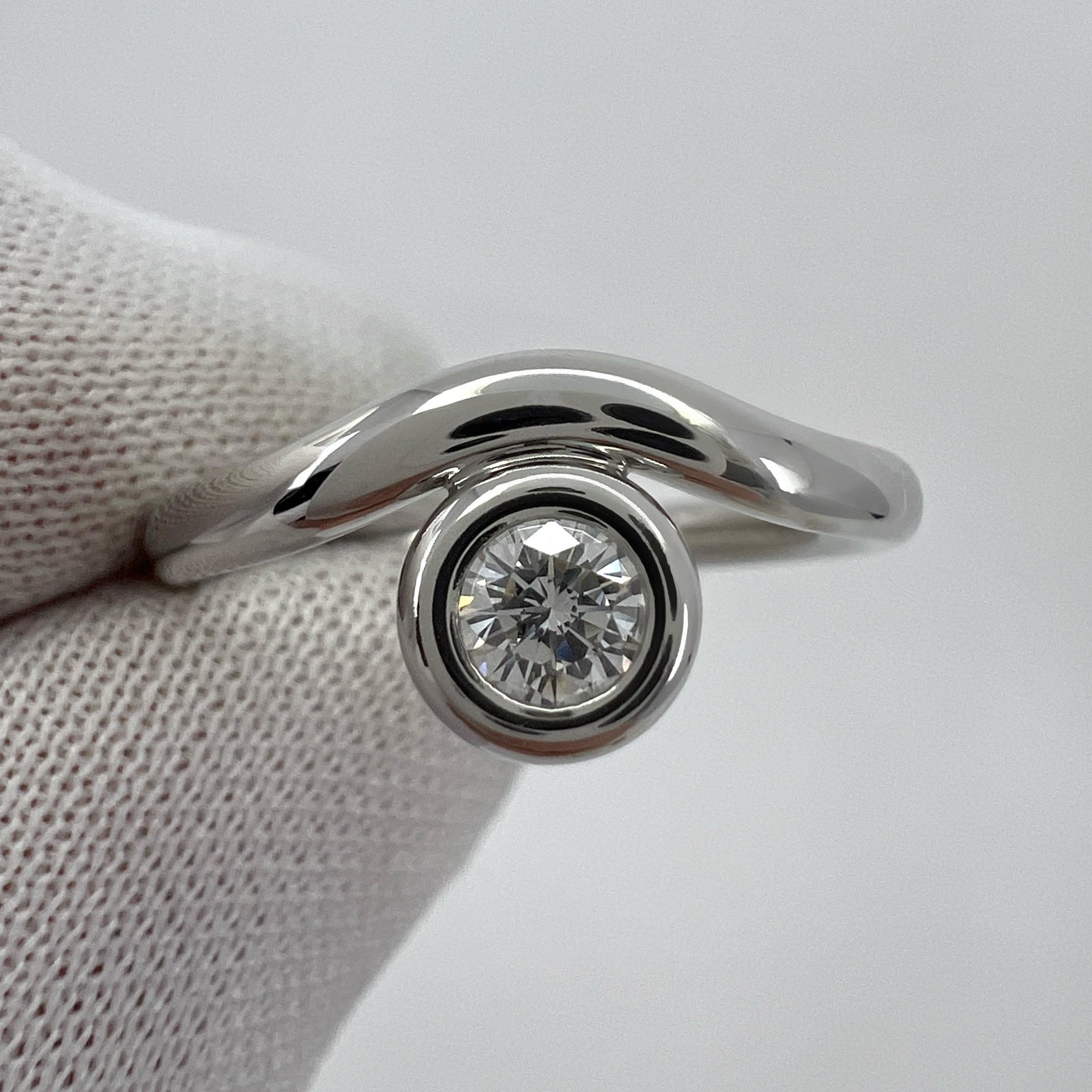 Vintage Tiffany & Co. Round Bezel Brilliant Cut Diamond Platinum Solitaire Ring 7