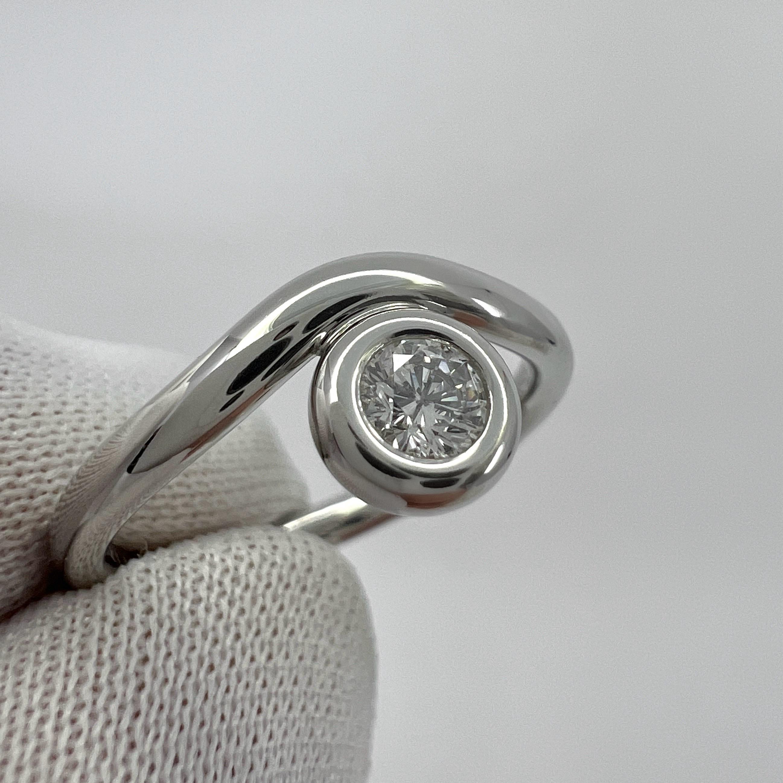 Women's Vintage Tiffany & Co. Round Bezel Brilliant Cut Diamond Platinum Solitaire Ring