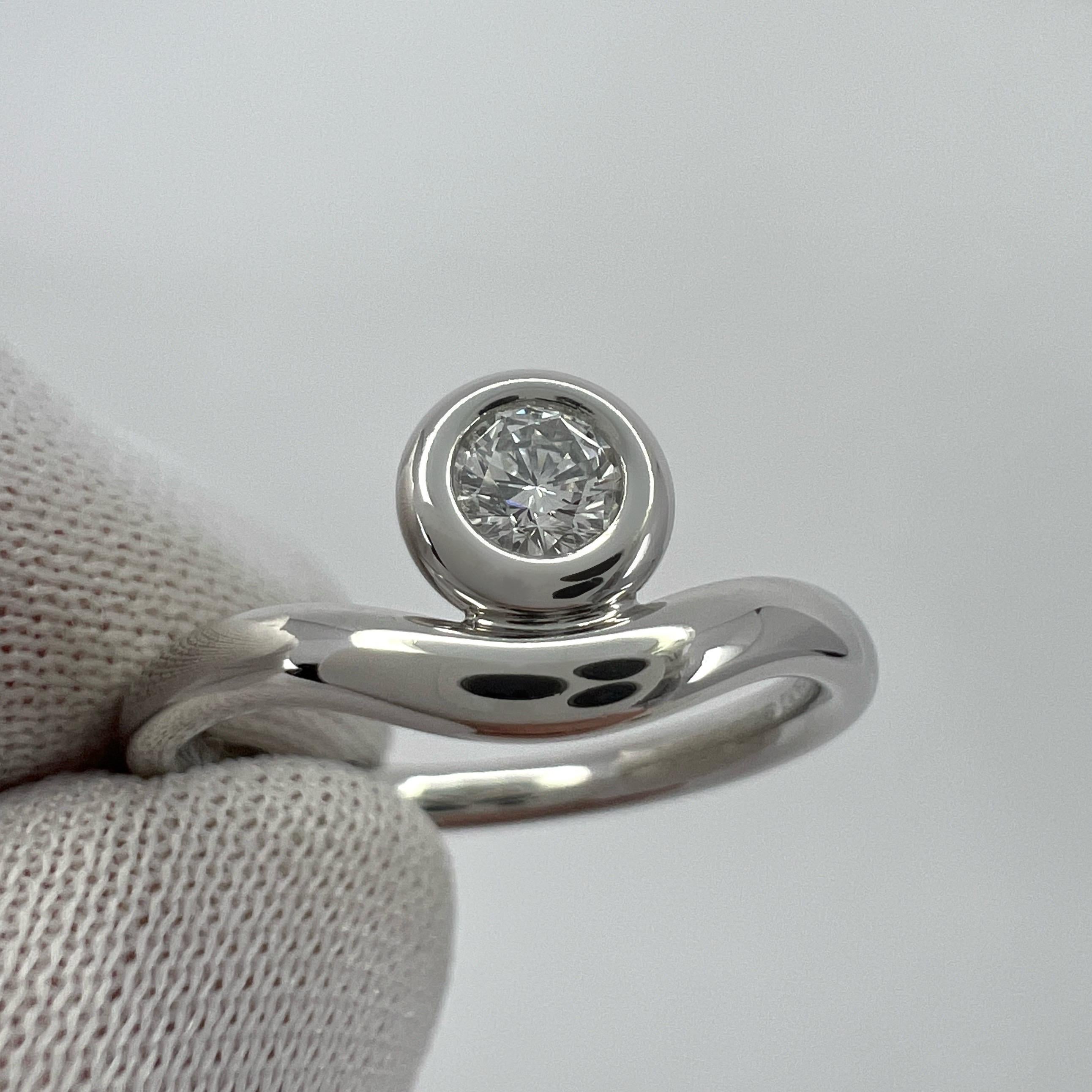 Vintage Tiffany & Co. Round Bezel Brilliant Cut Diamond Platinum Solitaire Ring 1