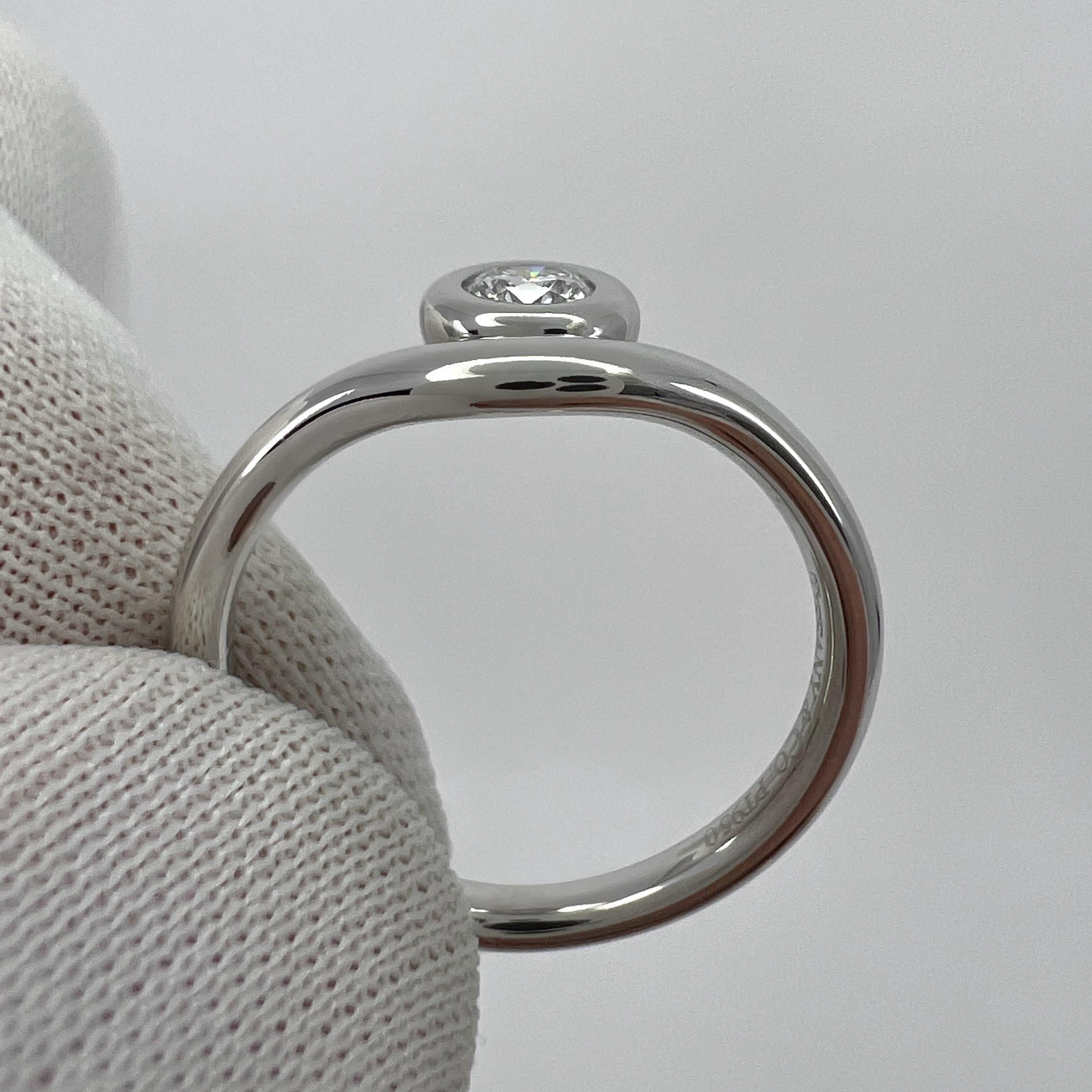 Vintage Tiffany & Co. Round Bezel Brilliant Cut Diamond Platinum Solitaire Ring 2