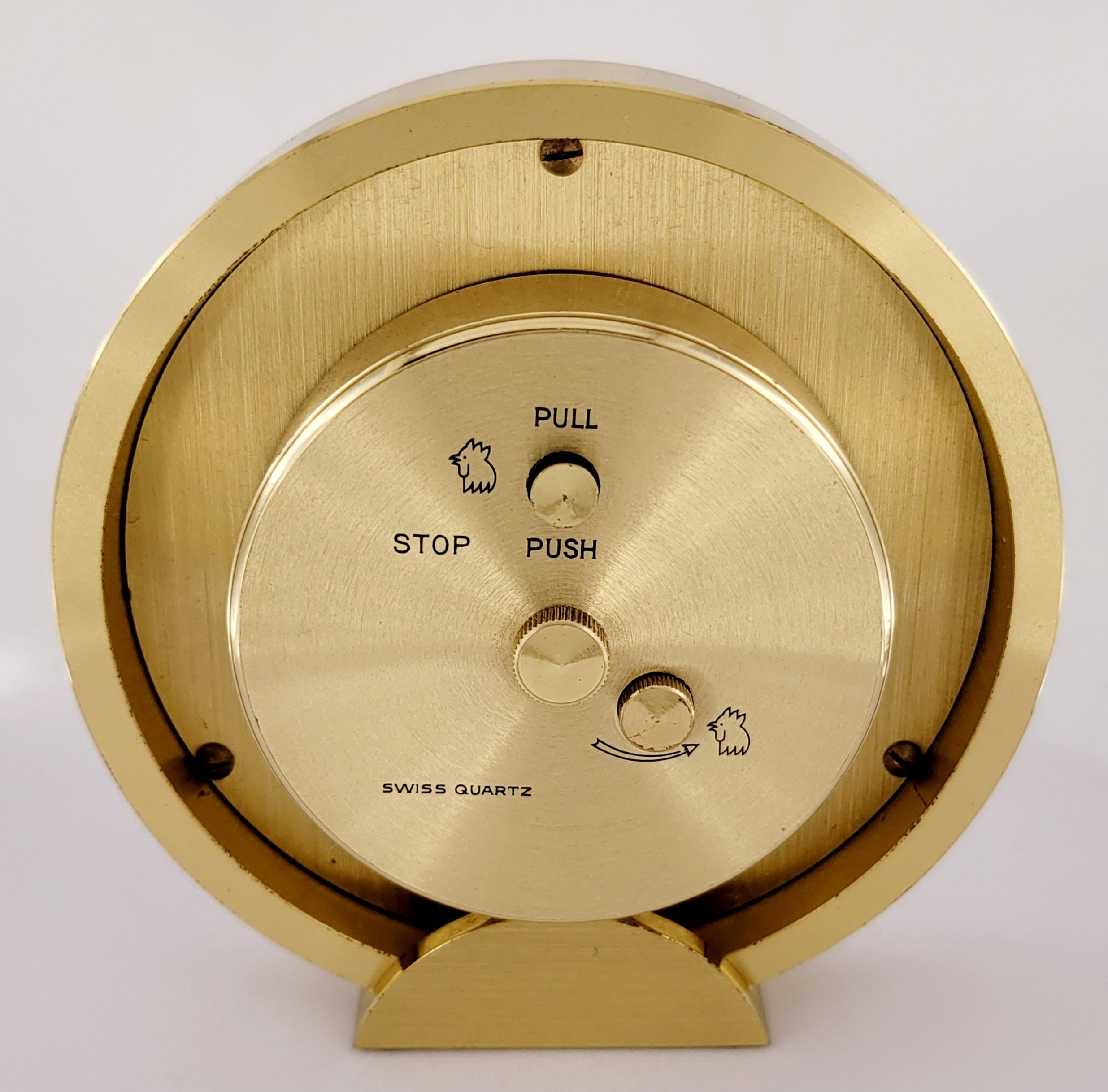 Vintage Tiffany& co Round Brass Quartz Alarm 3.5'' For Sale 2