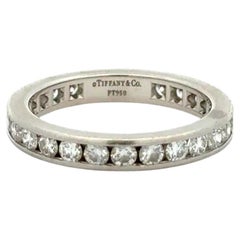 Vintage TIFFANY & Co Round Brilliant Cut Diamond Platinum 3mm Eternity Band Ring