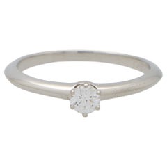 Vintage Tiffany & Co. Round Brilliant Cut Diamond Ring Set in Platinum