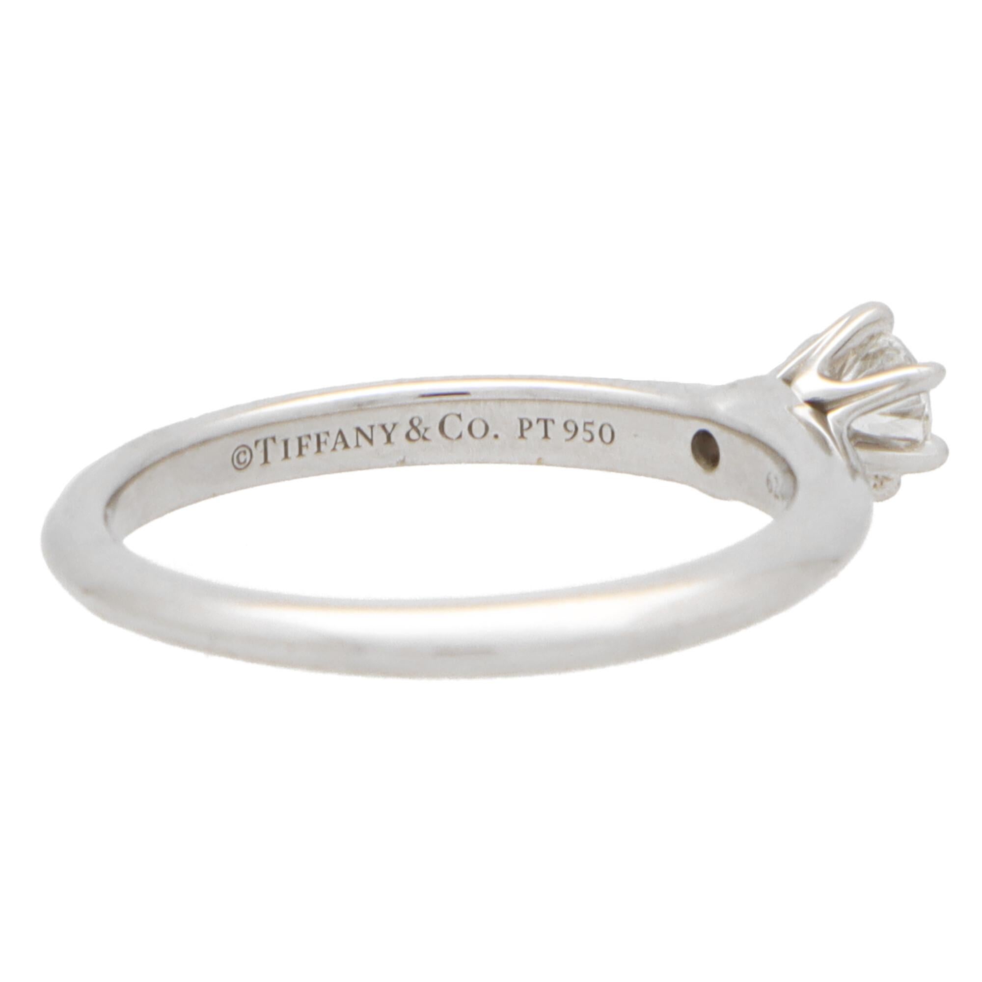 Modern Vintage Tiffany & Co. Round Brilliant Cut Diamond Solitaire Ring in Platinum