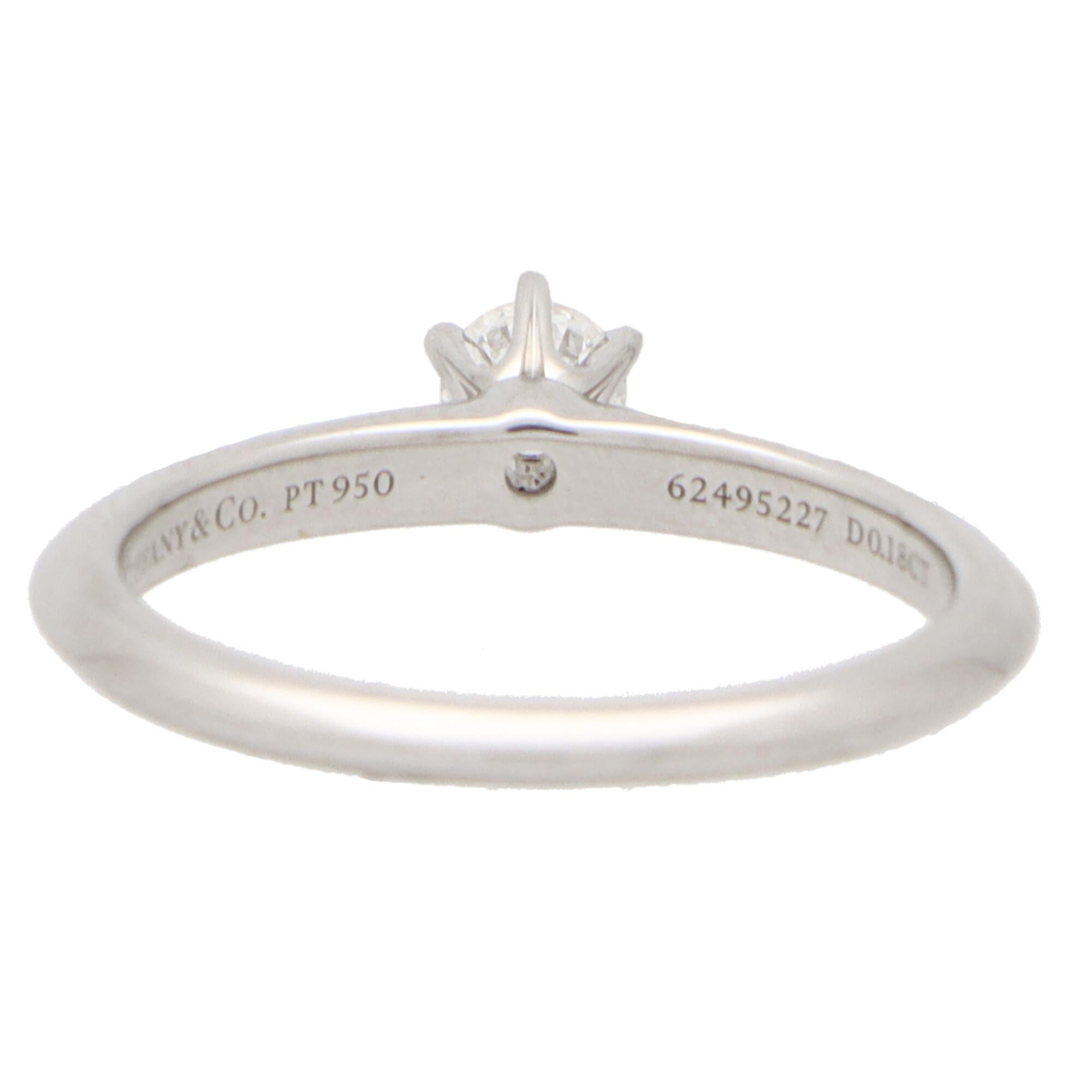 Round Cut Vintage Tiffany & Co. Round Brilliant Cut Diamond Solitaire Ring in Platinum