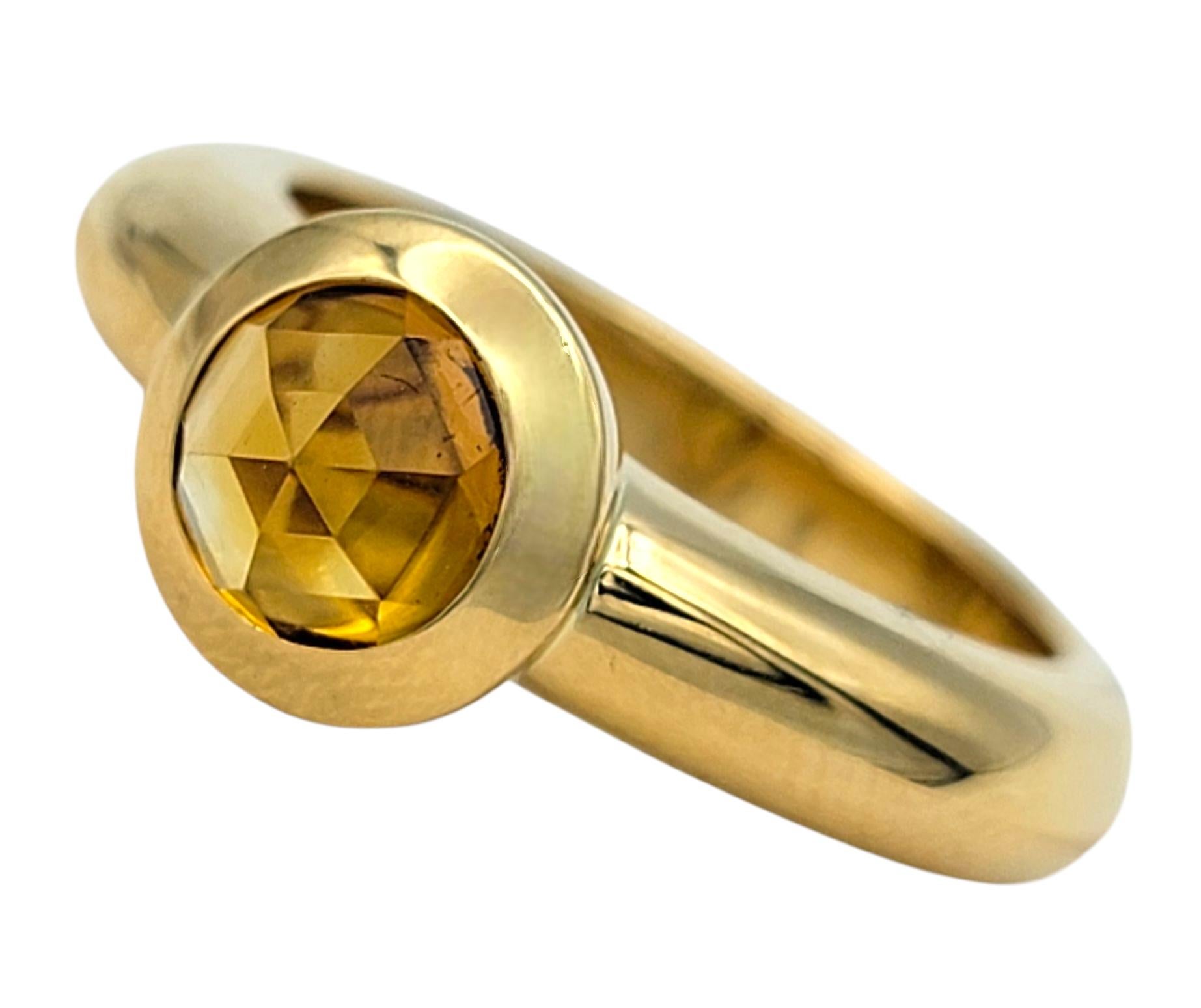 Weinlese Tiffany & Co. Citrin Solitär Ring mit rundem Schliff aus 18 Karat Gelbgold (Zeitgenössisch) im Angebot