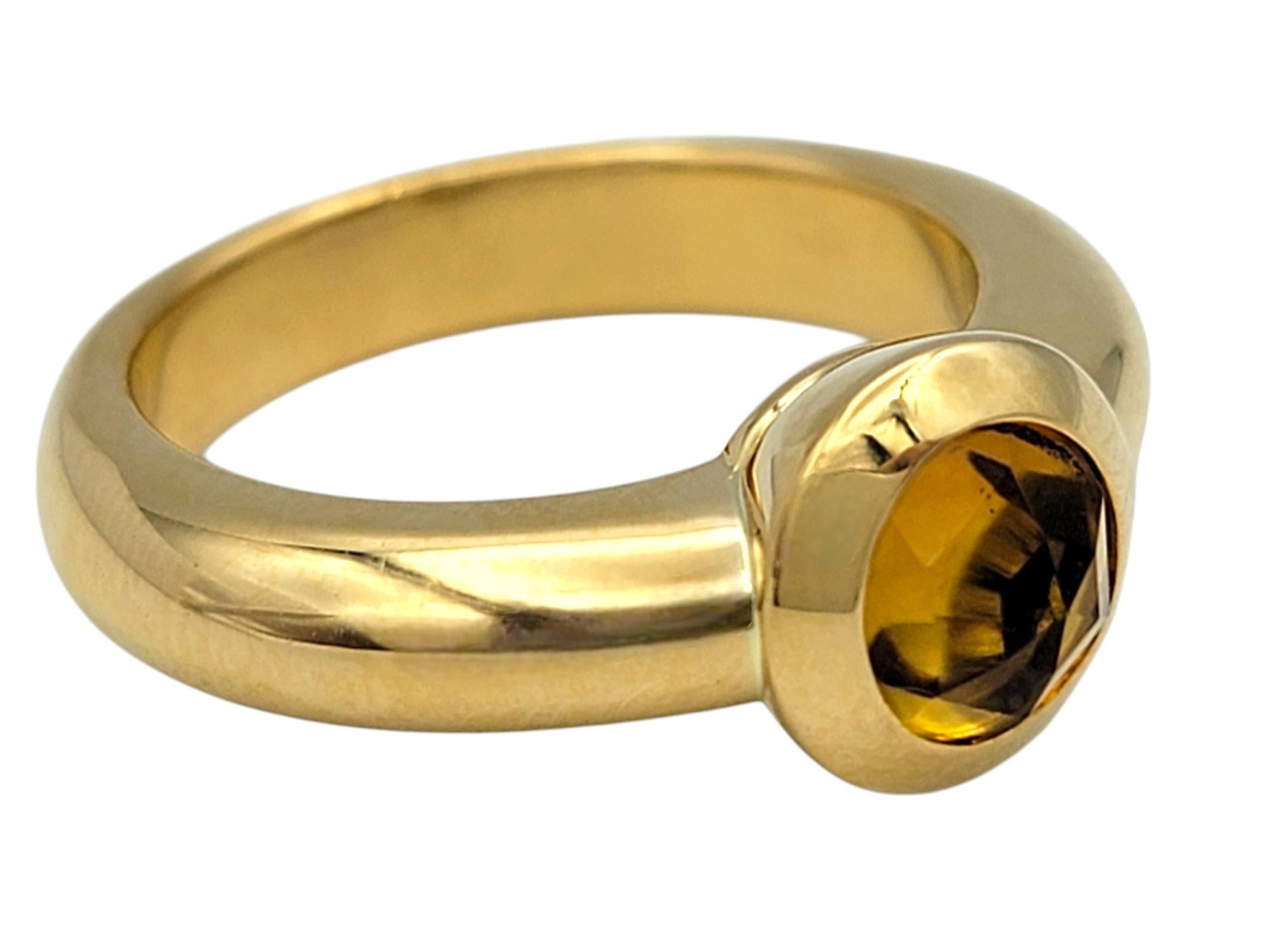 Weinlese Tiffany & Co. Citrin Solitär Ring mit rundem Schliff aus 18 Karat Gelbgold (Rundschliff) im Angebot