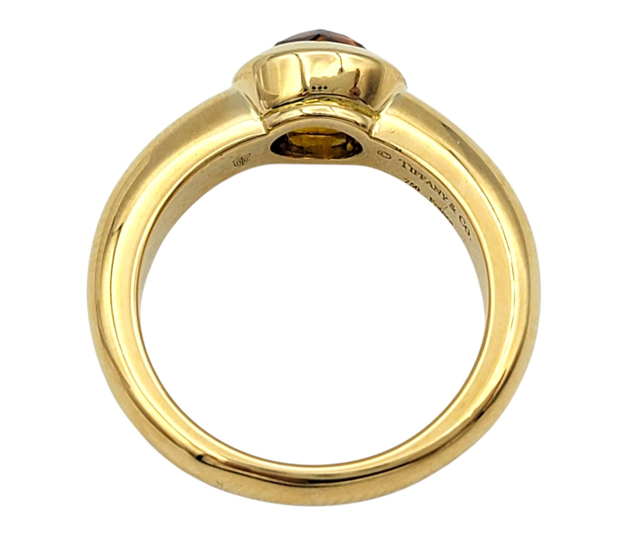 Weinlese Tiffany & Co. Citrin Solitär Ring mit rundem Schliff aus 18 Karat Gelbgold Damen im Angebot