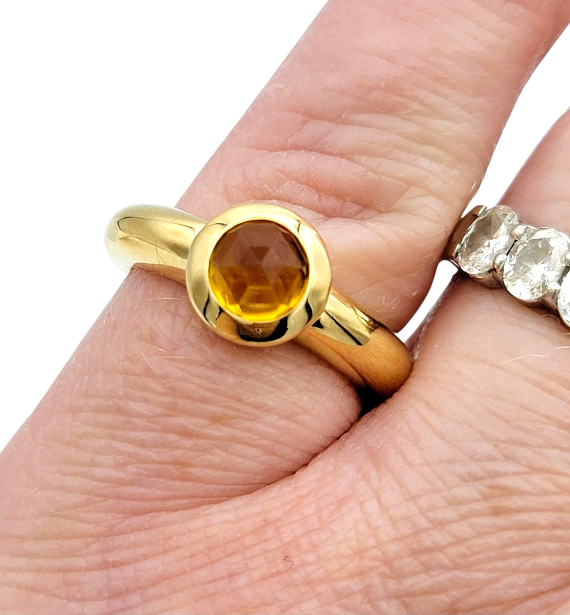 Weinlese Tiffany & Co. Citrin Solitär Ring mit rundem Schliff aus 18 Karat Gelbgold im Angebot 2