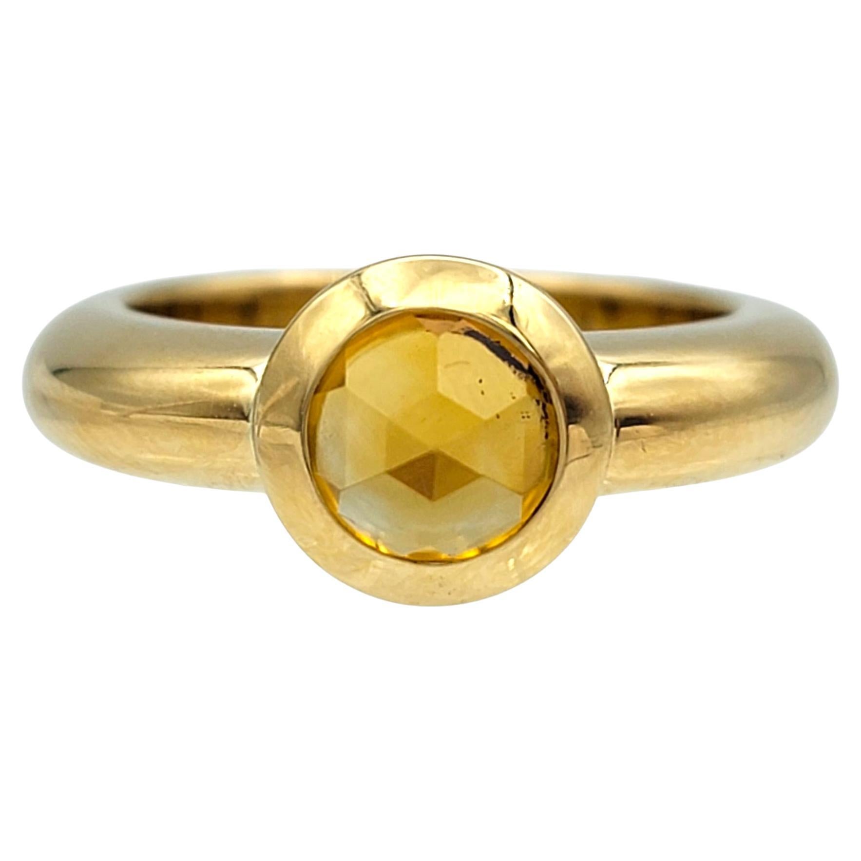 Vintage Tiffany & Co. Round Cut Citrine Solitaire Ring in 18 Karat Yellow Gold