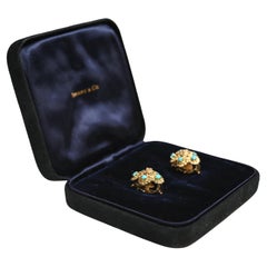 Vintage Tiffany & Co Round Cut Diamond (Approx 0.20-Carats) & Turquoise Earrings