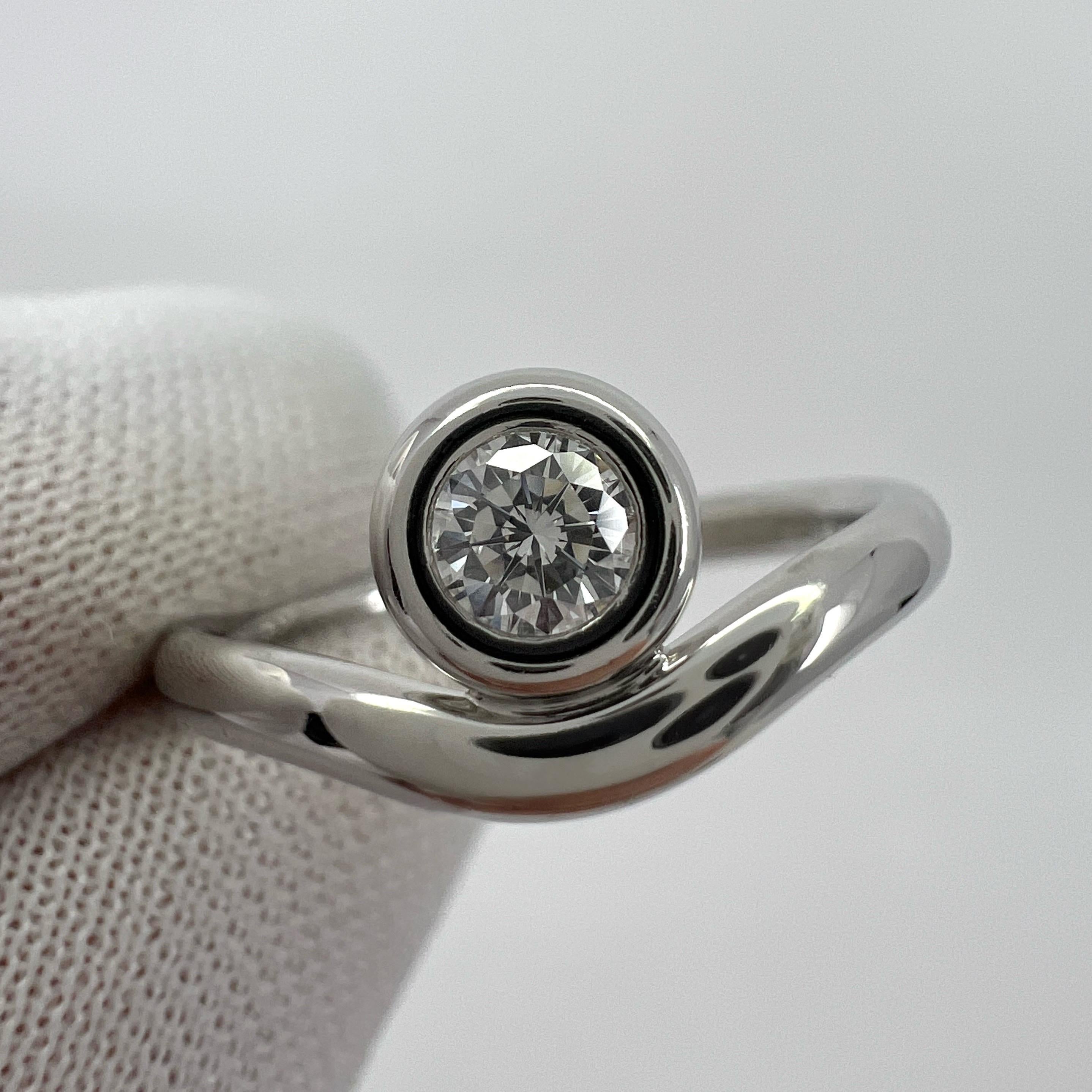 Women's Vintage Tiffany & Co. Round Cut Diamond By The Yard 950 Platinum Solitaire Ring For Sale