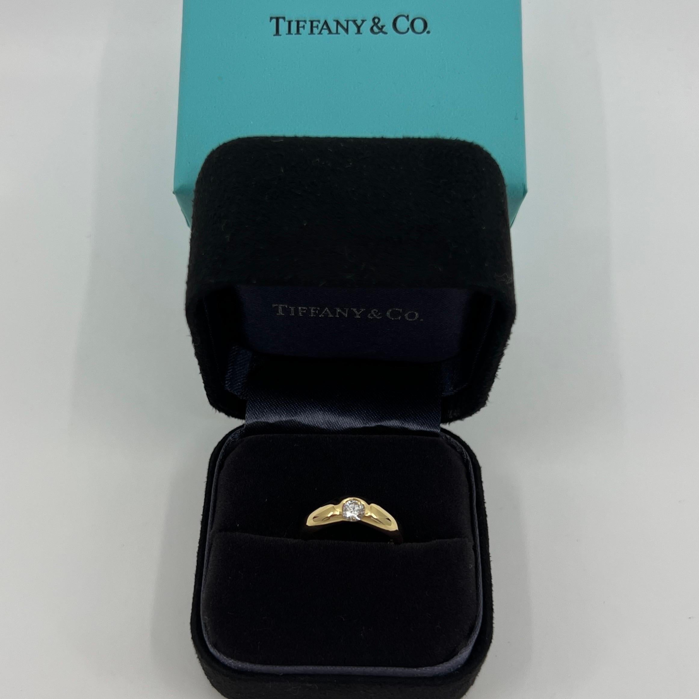 Weinlese Tiffany & Co. Rundschliff-Diamant Elsa Peretti 18k Gelb Solitaire Ring 7