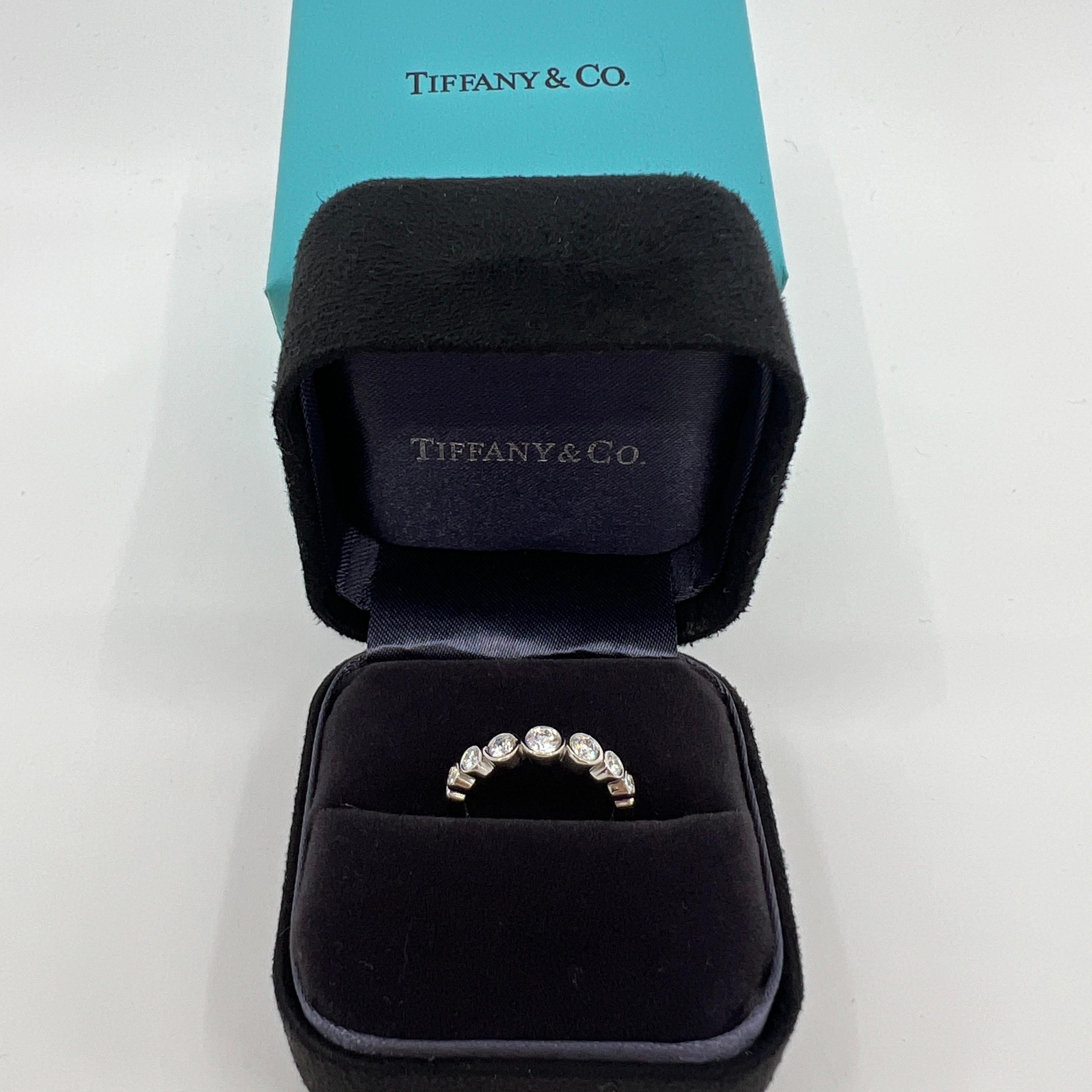 Round Cut Vintage Tiffany & Co. Round 0.75ct Diamond Jazz 950 Platinum Half Eternity Ring