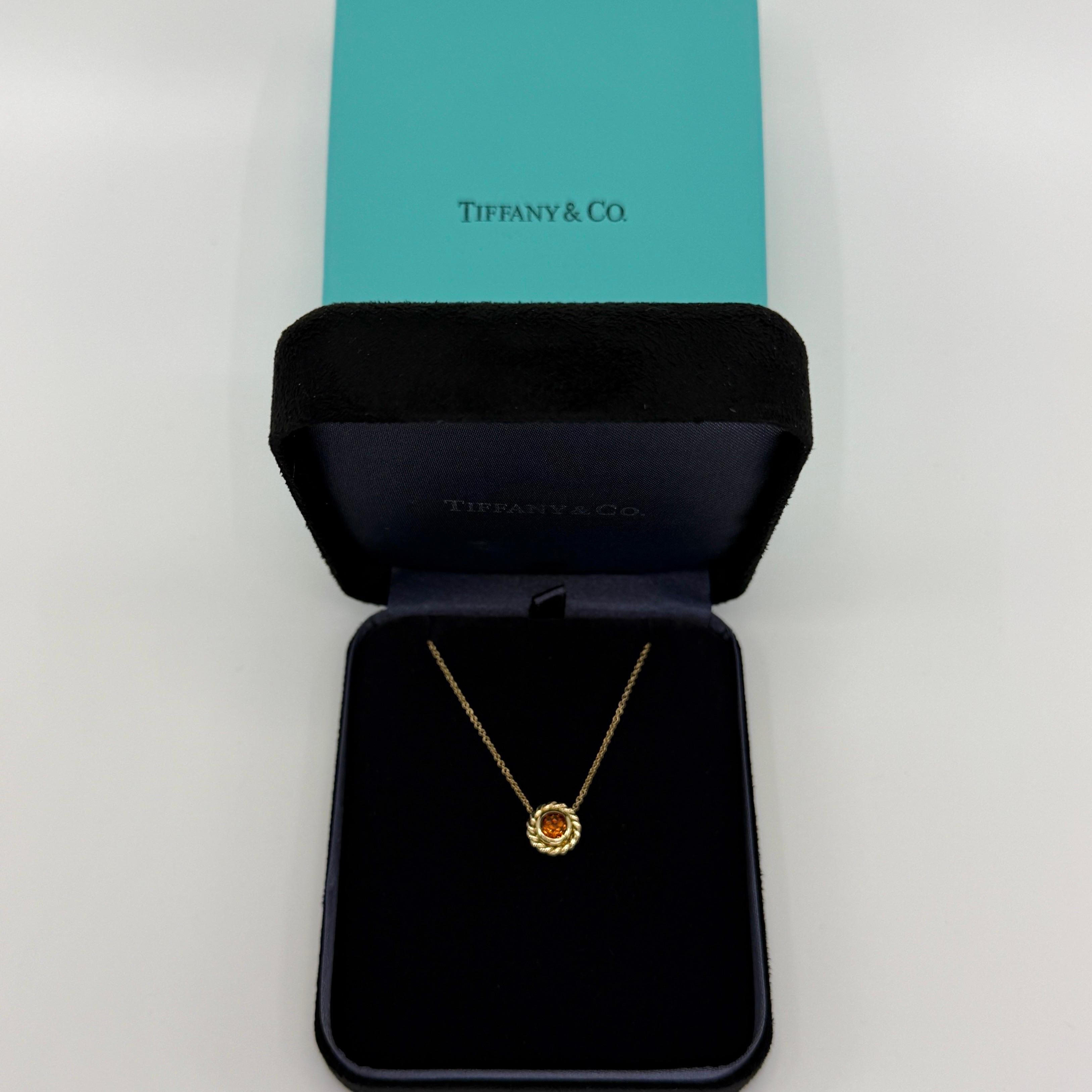 Weinlese Tiffany & Co. Rundschliff Orange Citrin 18k Gelbgold Anhänger Halskette im Angebot 6