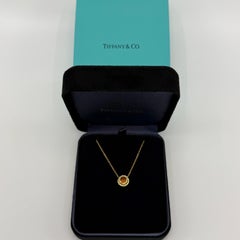 Vintage Tiffany & Co. Round Cut Orange Citrine 18k Yellow Gold Pendant Necklace