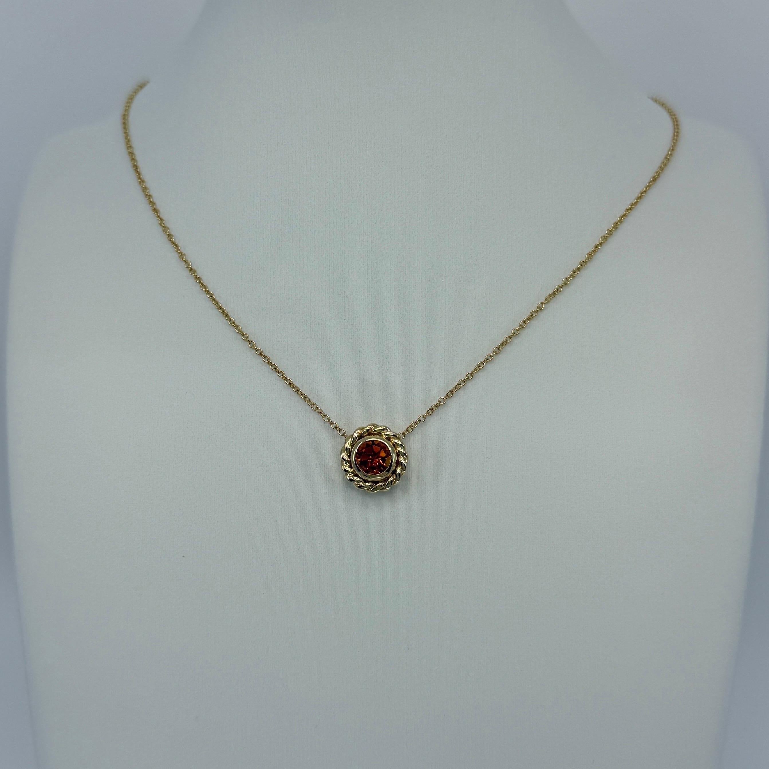 Weinlese Tiffany & Co. Rundschliff Orange Citrin 18k Gelbgold Anhänger Halskette im Angebot 5