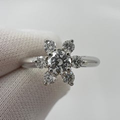 Vintage Tiffany & Co Round Cut White Diamond 950 Platinum Flower Cluster Ring