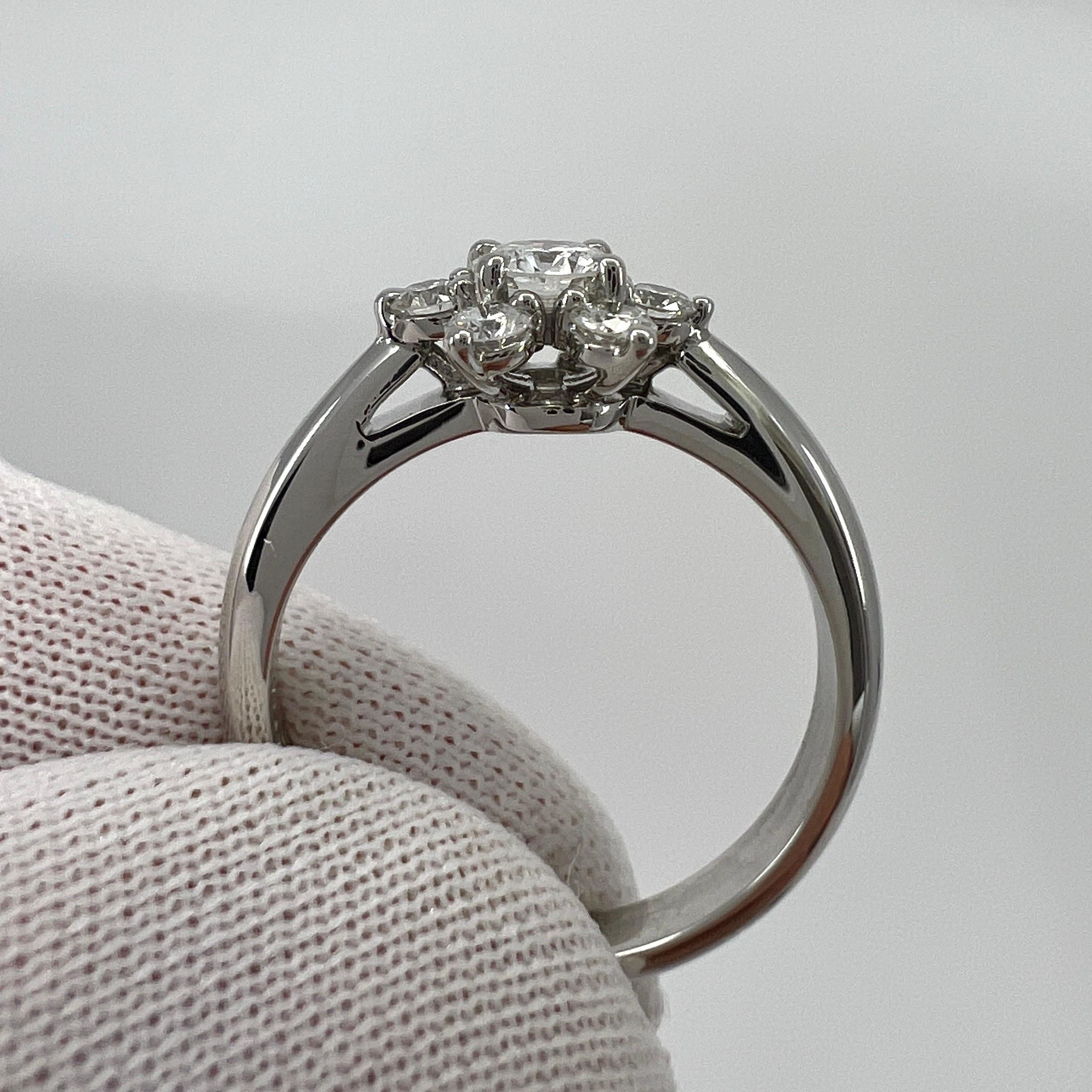 Vintage Tiffany & Co. Round Cut White Diamond Platinum Cluster Flower Ring For Sale 4