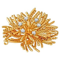 Vintage Tiffany & Co. Round Diamond 18 Karat Yellow Gold Brooch