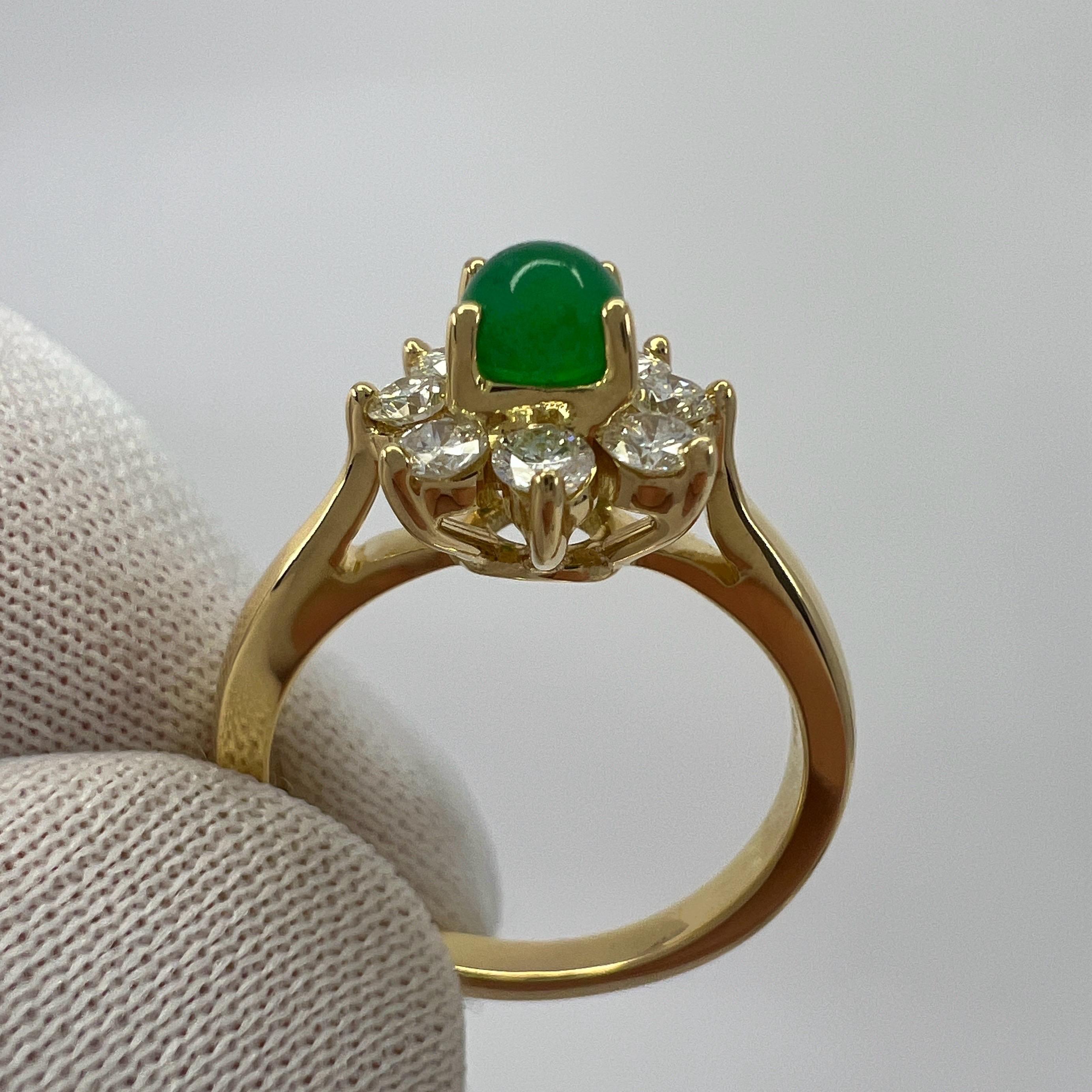 Women's Vintage Tiffany & Co. Round Emerald And Diamond 18k Gold Cluster Flower Ring For Sale