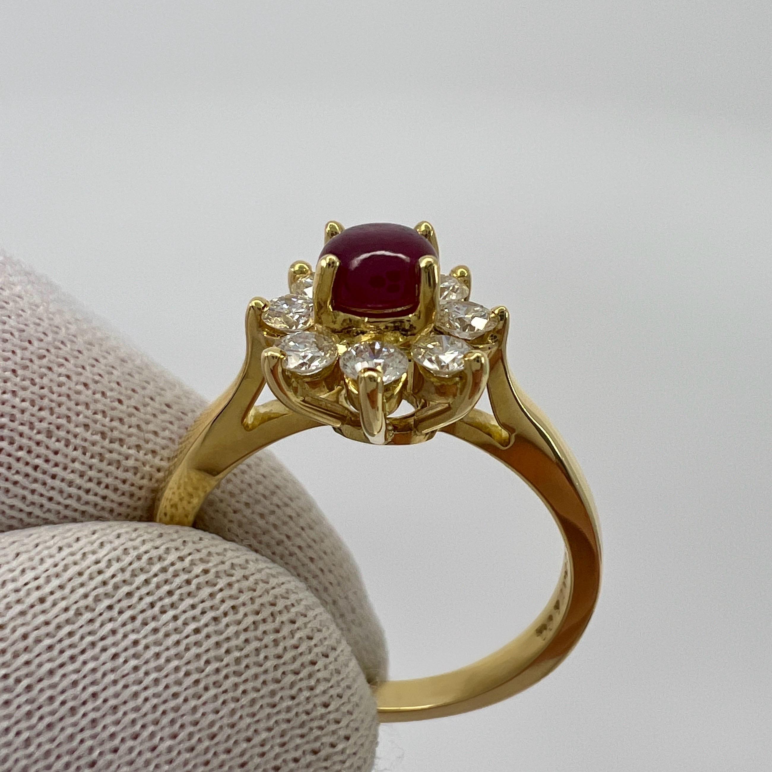 Vintage Tiffany & Co. Round Ruby And Diamond 18k Gold Cluster Flower Ring US5.5 For Sale 1