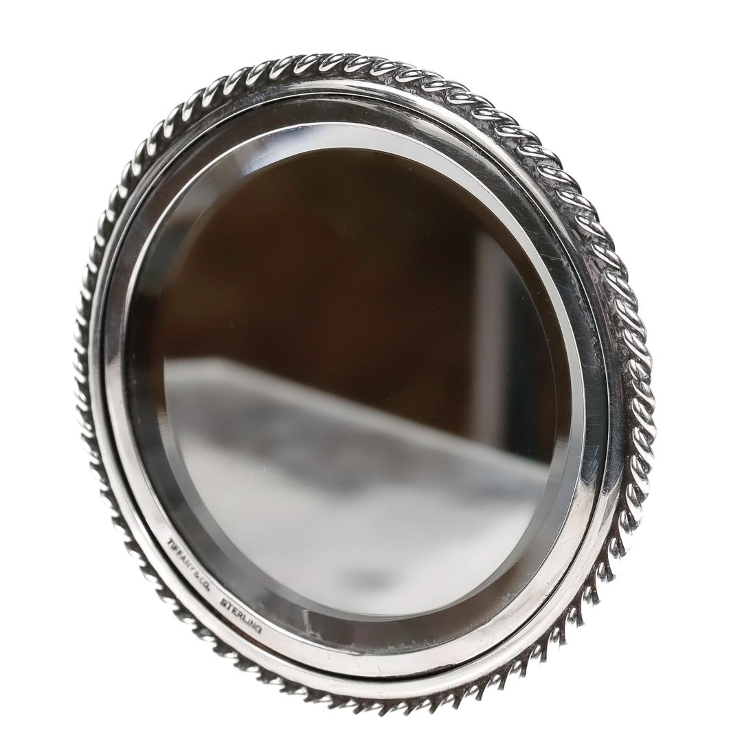 Vintage Tiffany & Co. Round Sterling Silver Hand Mirror In Good Condition In Philadelphia, PA