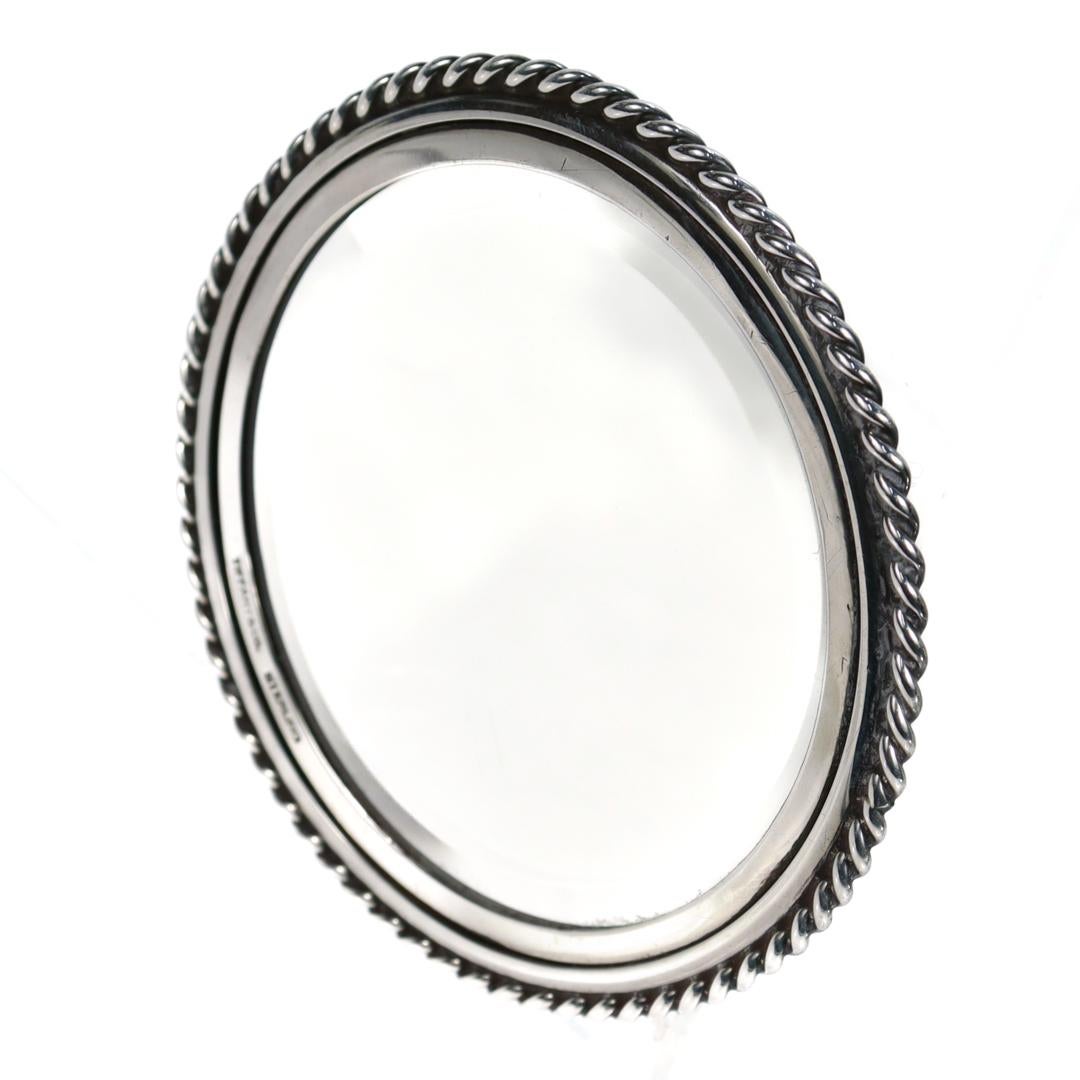 Women's or Men's Vintage Tiffany & Co. Round Sterling Silver Hand Mirror For Sale