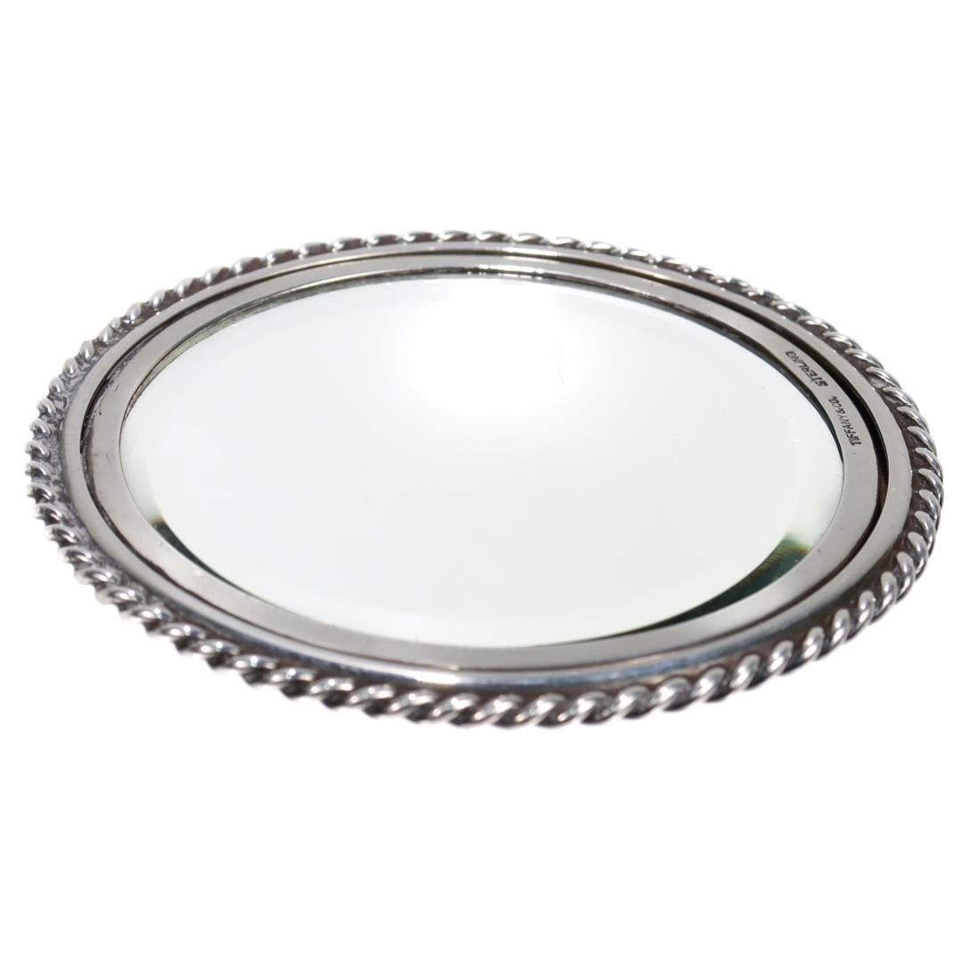 Vintage Tiffany & Co. Round Sterling Silver Hand Mirror For Sale 3