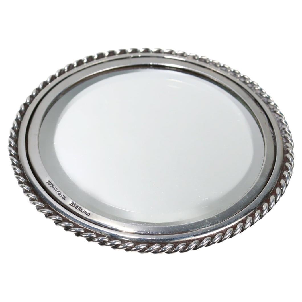 Vintage Tiffany & Co. Round Sterling Silver Hand Mirror For Sale