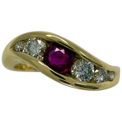 Vintage Tiffany & Co. Ruby And Diamond 18k Yellow Gold Channel Set Band Ring