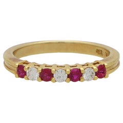 Vintage Tiffany & Co. Ruby and Diamond Half Eternity Ring in Yellow Gold