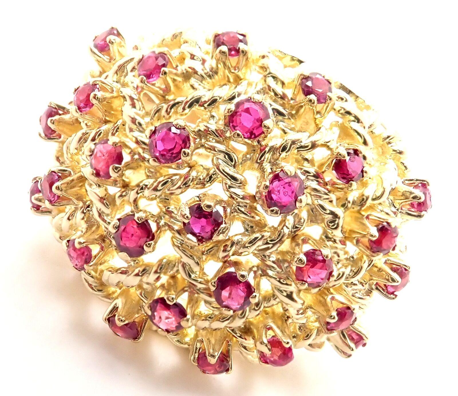 18k Yellow Gold Vintage Ruby Cocktail Dome Ring by Tiffany & Co.
With 28 Round Ruby Stones.
Details:
Size: 5 1/2
Weight: 7.5 grams
Width: 17mm
Stamped Hallmarks: Tiffany 18k Italy
*Free Shipping within the United States*
YOUR PRICE: $3,900
T3192red