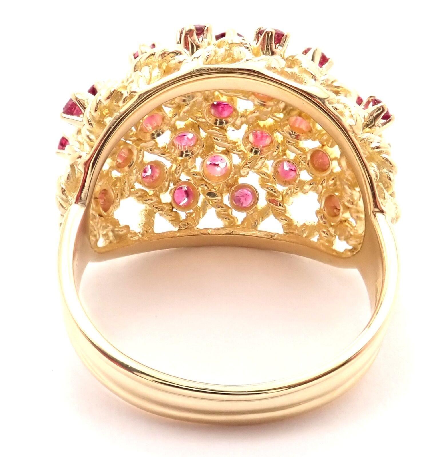 Vintage Tiffany & Co. Ruby Cocktail Yellow Gold Dome Ring In Excellent Condition In Holland, PA