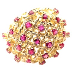 Retro Tiffany & Co. Ruby Cocktail Yellow Gold Dome Ring